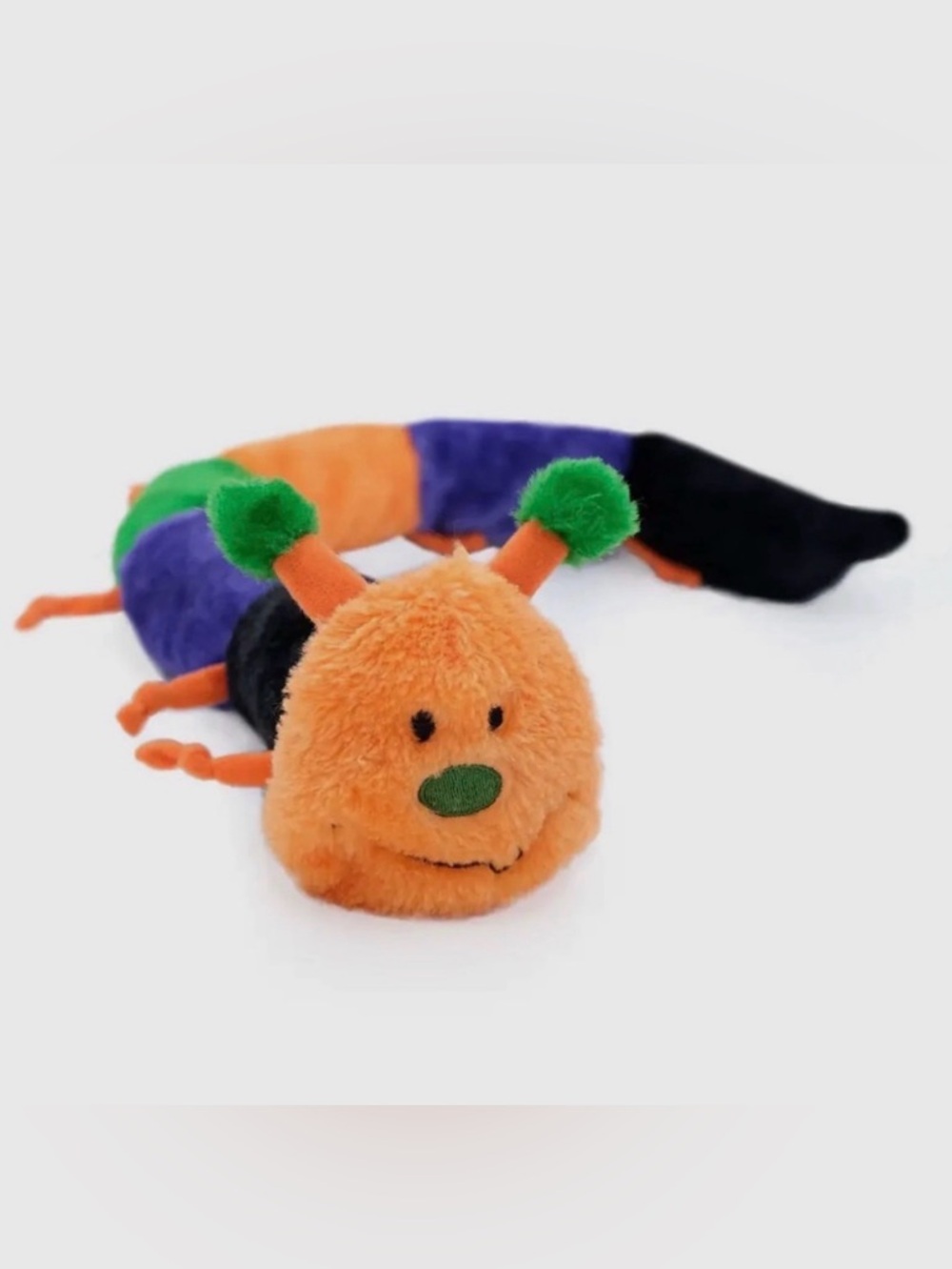Plush Multicolor Caterpillar Soft Toy - Orange, Green, Purple, Black